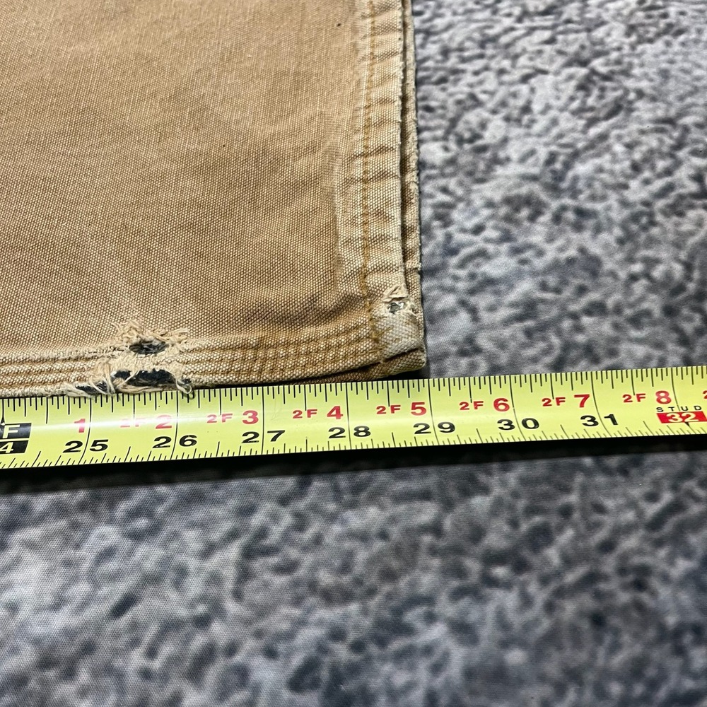 VTG Carhartt Carpenter Pants Tan 34x29 Distressed Faded Flannel Lined B111‎ BRN - Picture 15 of 16